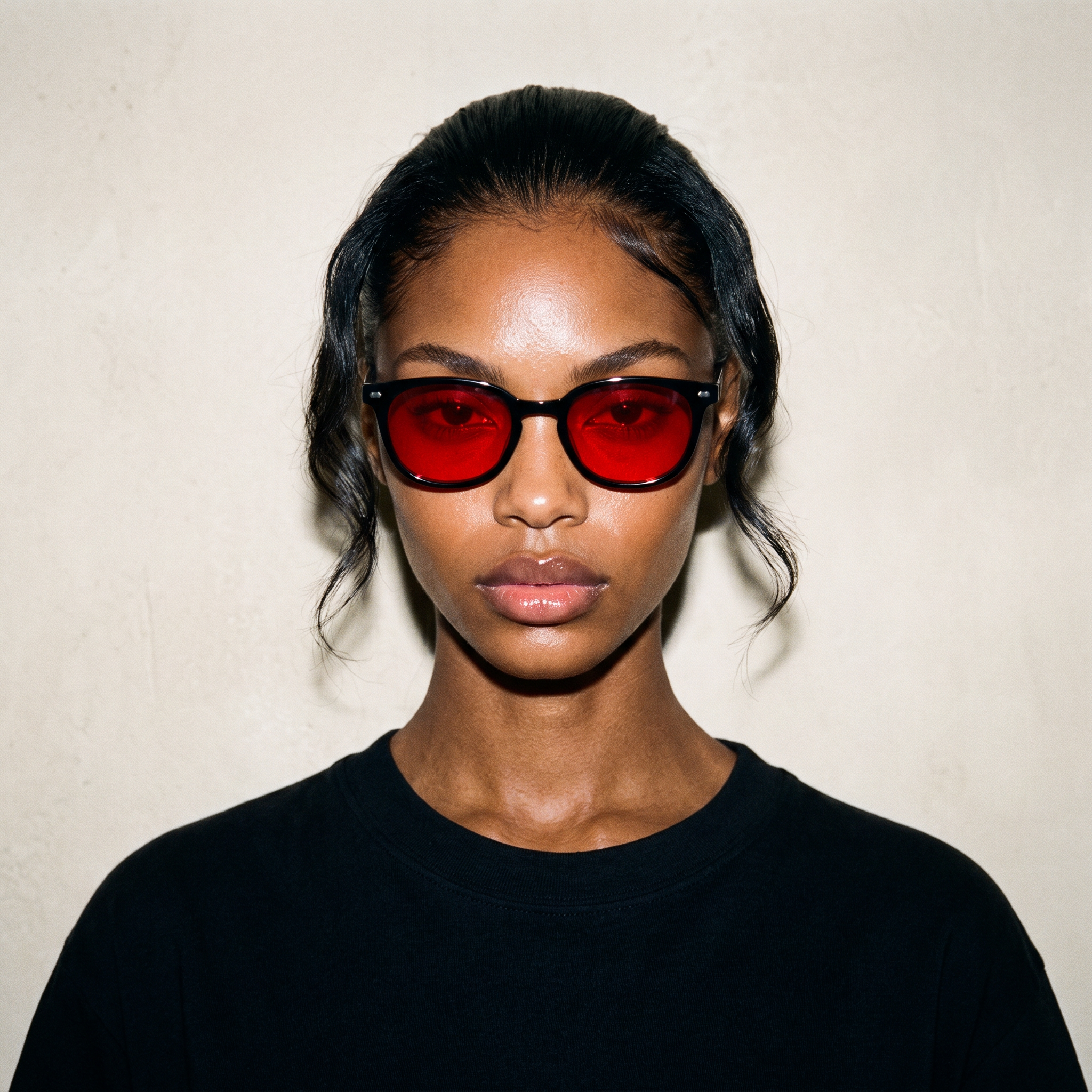 Mujer usando lentes CalmVision de Ryva con filtro de luz azul para dormir mejor